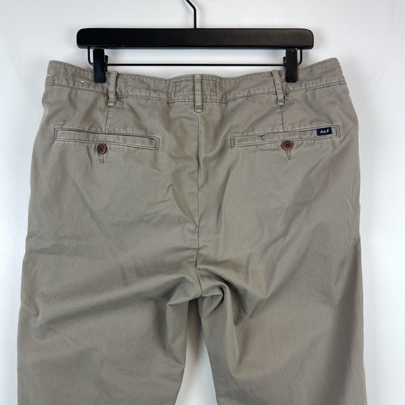Abercrombie & Fitch Mens (34x32) Slim Straight Chino Pants Beige Cotton - Picture 5 of 10